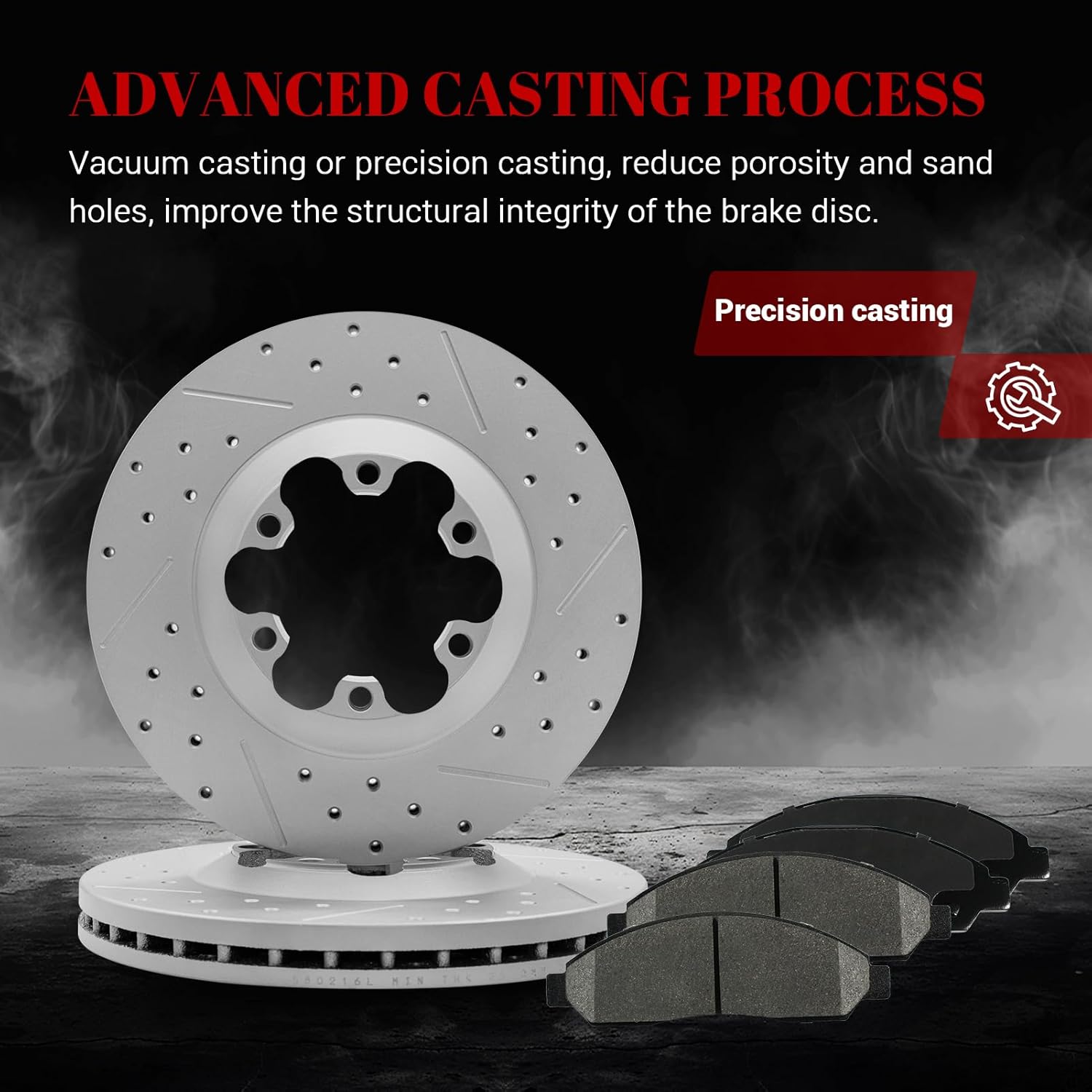 Ceramic Front Brakes Pad and Rotors Drilled Slotted Vented Replacement Disc Brake Kits for Isuzu I-280 I-350 2006/ I-290 I-370 2007-2008, for Chevy Colorado 2004-2008, for Gmc Canyon 2004 2005-2008