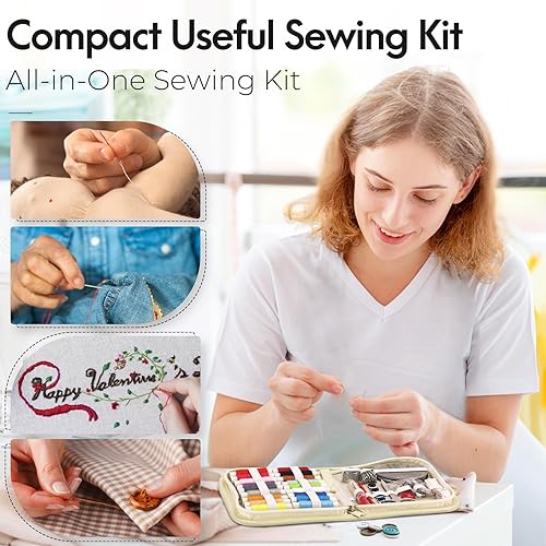 Miniatura 13 de Coquimbo Kit de costura de regalo de Navidad para mujeres, abuela, mamá, adultos, niños, principiantes, viajeros, emergencias, suministros de Negro