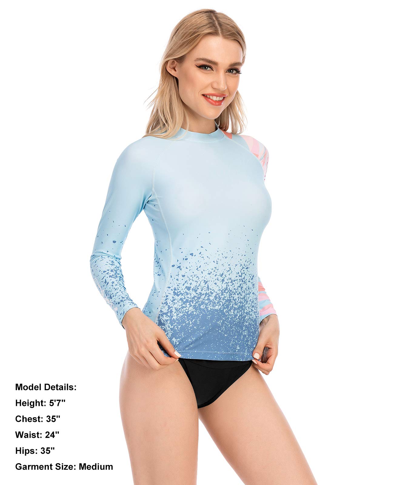HUGE SPORTS Rash Guard da Donna Protezione Solare Maglia Protettiva a Maniche Lunghe per Nuoto Surf Costume da Bagno