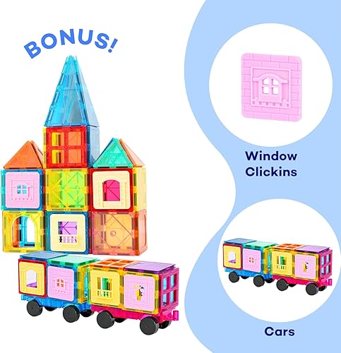 Miniatura 3 de Azulejos magnéticos bloques magnéticos para niños juego de construcción de imán bloques apilables juego de construcción de vástago preescolar 100