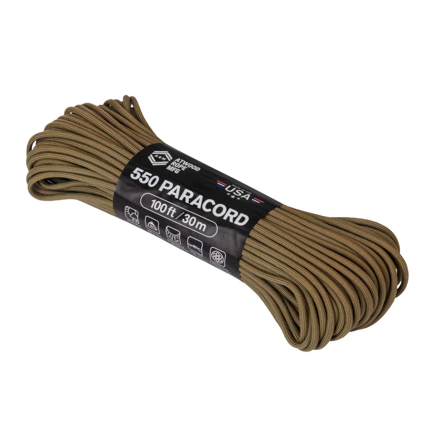 Atwood Rope 550 Paracord Coyote 100ft