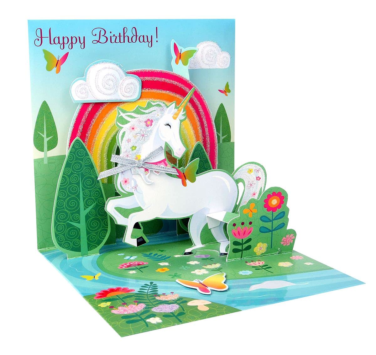3D Pop Up greeting card - UNICORN - Happy Birthday