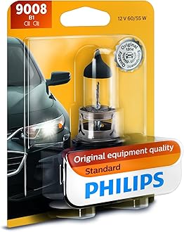 Philips 9008B1 9008 / H13 Standard Halogen Replacement Headlight Bulb, 1 Pack