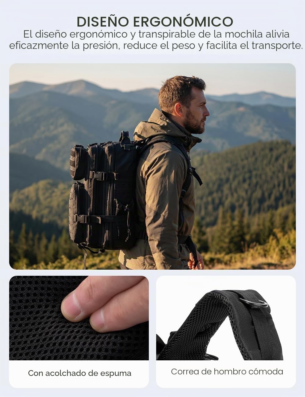 BAGZY Mochila Táctica 25L Impermeable Mochilas Militares de Asalto del Ejército Bolsa Bug Out de 3 Días Mochila Crossfit Hombre para Acampar Senderismo Supervivencia Mochilas de Viaje Cabina 40x20x30
