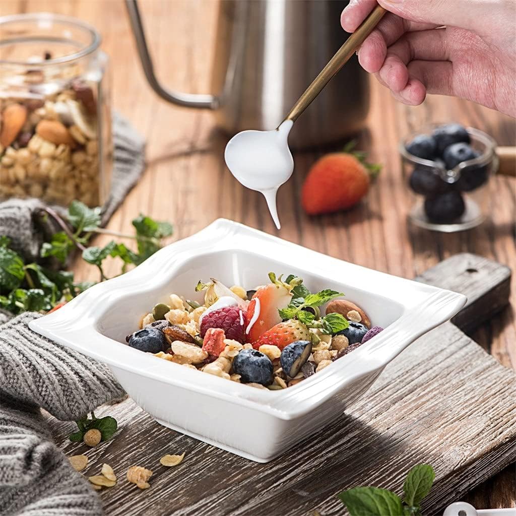 6-Piece 5.5" Ivory White Porcelain China Ceramic Cereal Bowls Salad Soup Bowls (14 * 14 * 5.5cm)