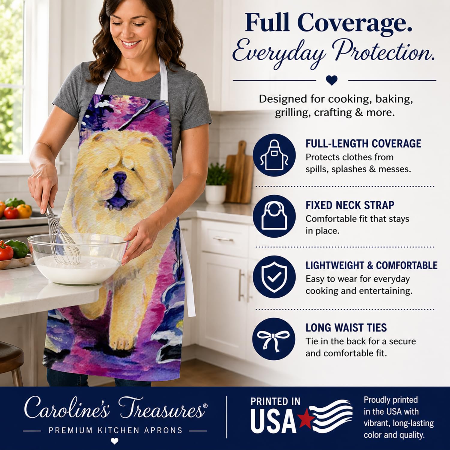 Caroline's Treasures SS1005APRON Chow Chow Delantal, grande, multicolor