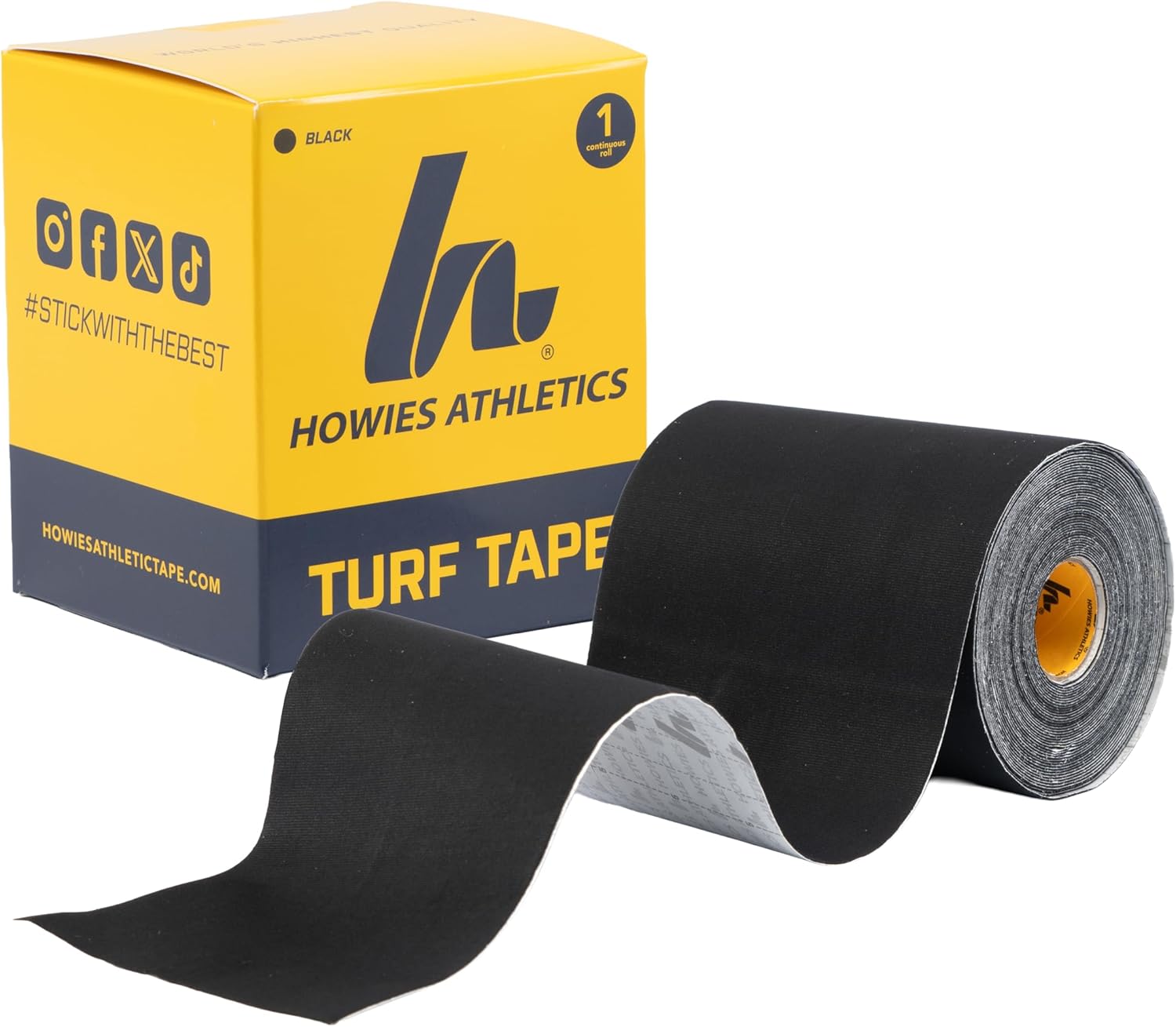 Howies Athletic Tape Football Turf Tape - Flexible, Water-Resistant Adhesive for Arm, Elbow & Shoulder Turf Burn Protection - for Youth & Adult - Made in USA (Black)