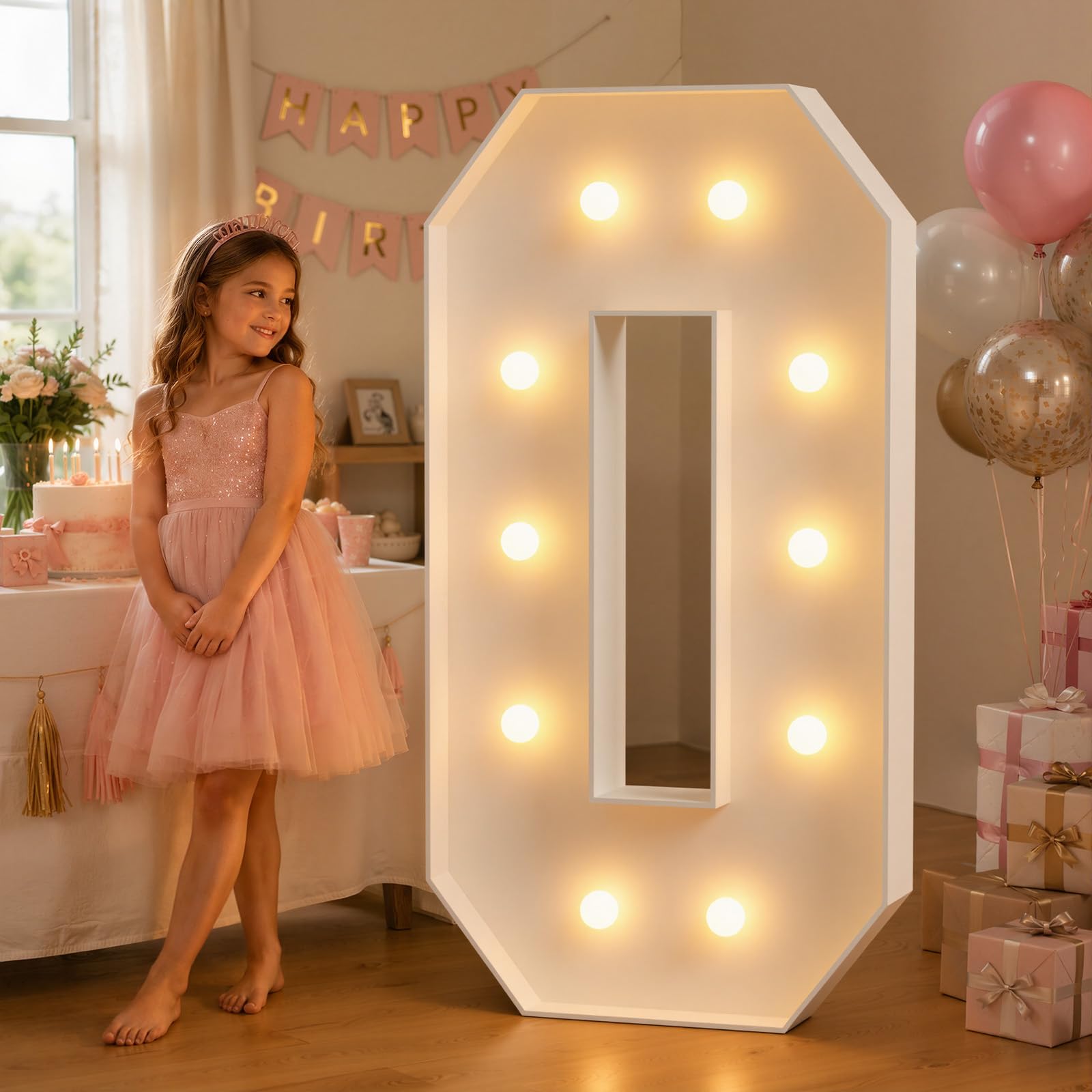 JoyMuse 4FT Marquee Light Up Letters,Large Marquee Letters 4 Feet Tall for Marry Me Proposal Decorations Big 4FT Letters with Lights for Baby Shower Party Decor, Letter O