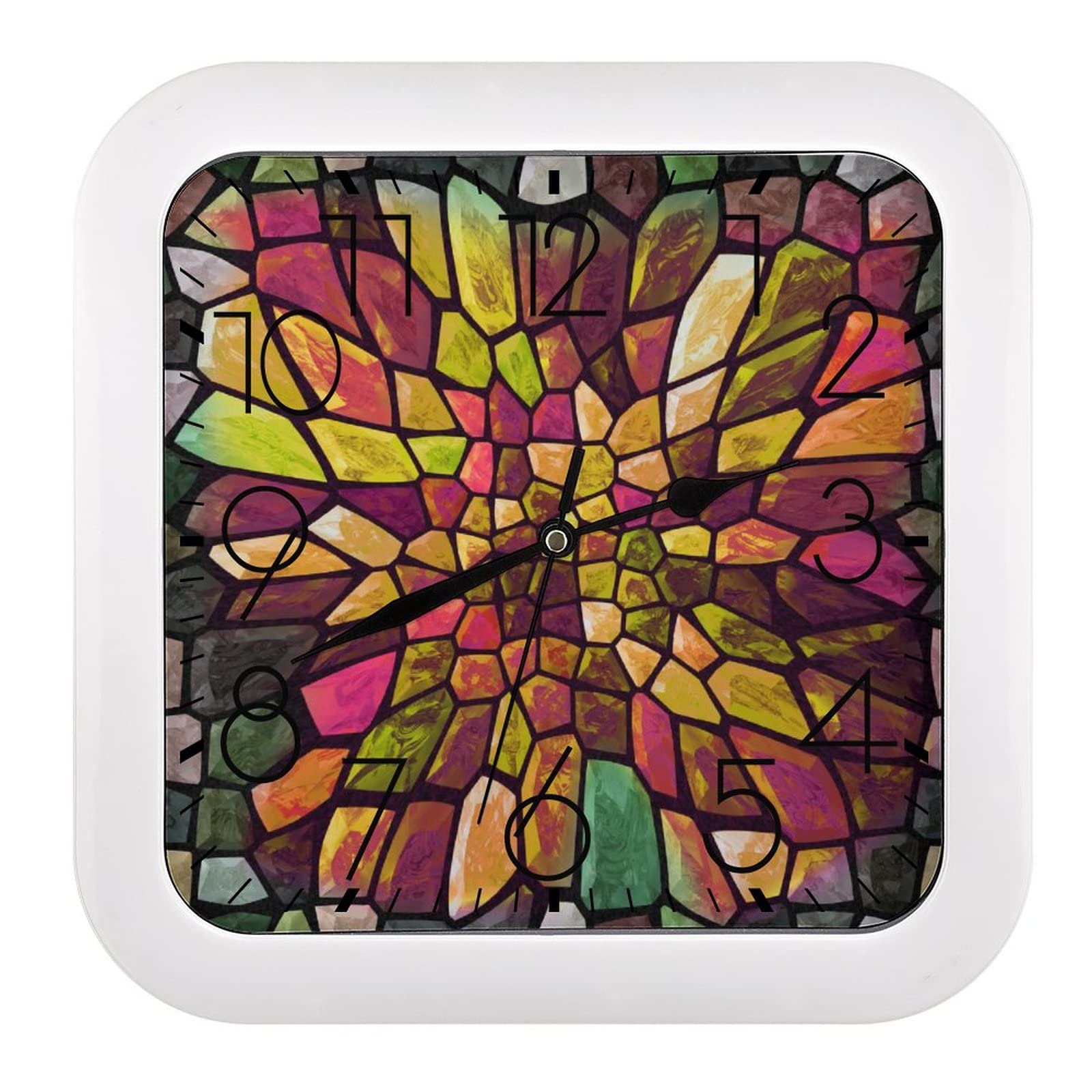 Pendule murale silencieuse moderne 26x26cm aux pierres colorées pour bureau
