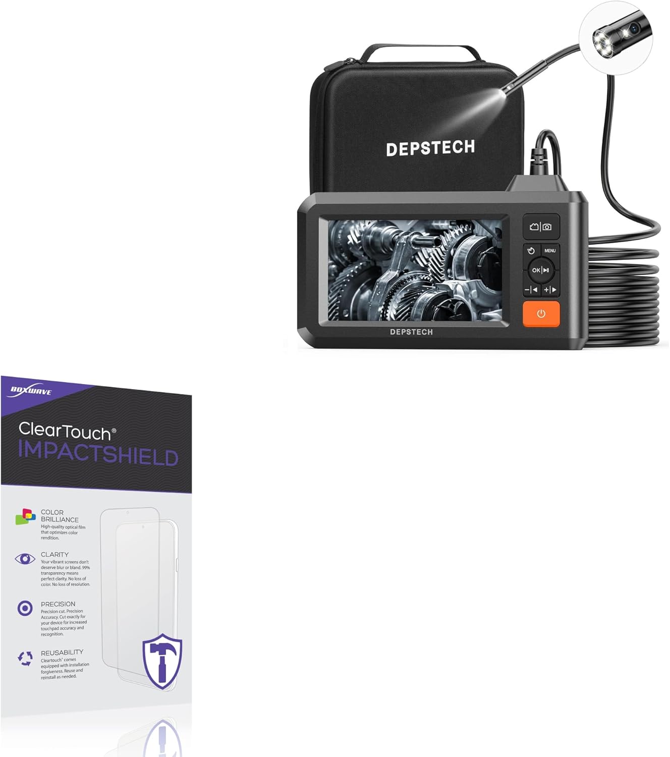 BoxWave Screen Protector Compatible With Depstech Dual Lens Endoscope (4.3 in) - ClearTouch ImpactShield (2-Pack), Impenetrable Screen Protector Flexible Film