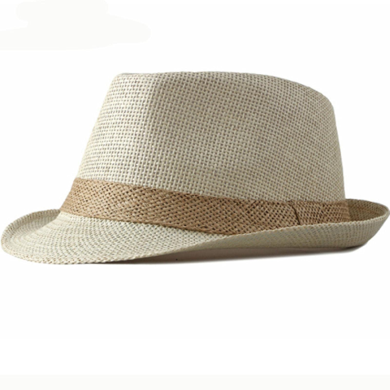 BAOZENGMUY Sombreros De Paja De Verano para Hombres Y Mujeres Sombreros De Panamá De ala Corta Sombreros De Playa De Paja para Hombres Sombrero Fedora Transpirable para Hombres