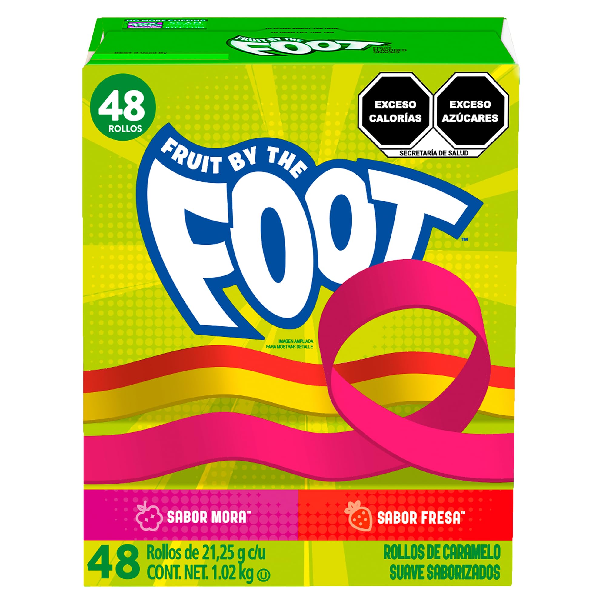 Betty Crocker - Fruit By The Foot Rollos Caramelo Suave c/Fruta 48 rollos SaborMora y FresA, 48 unidades, 48