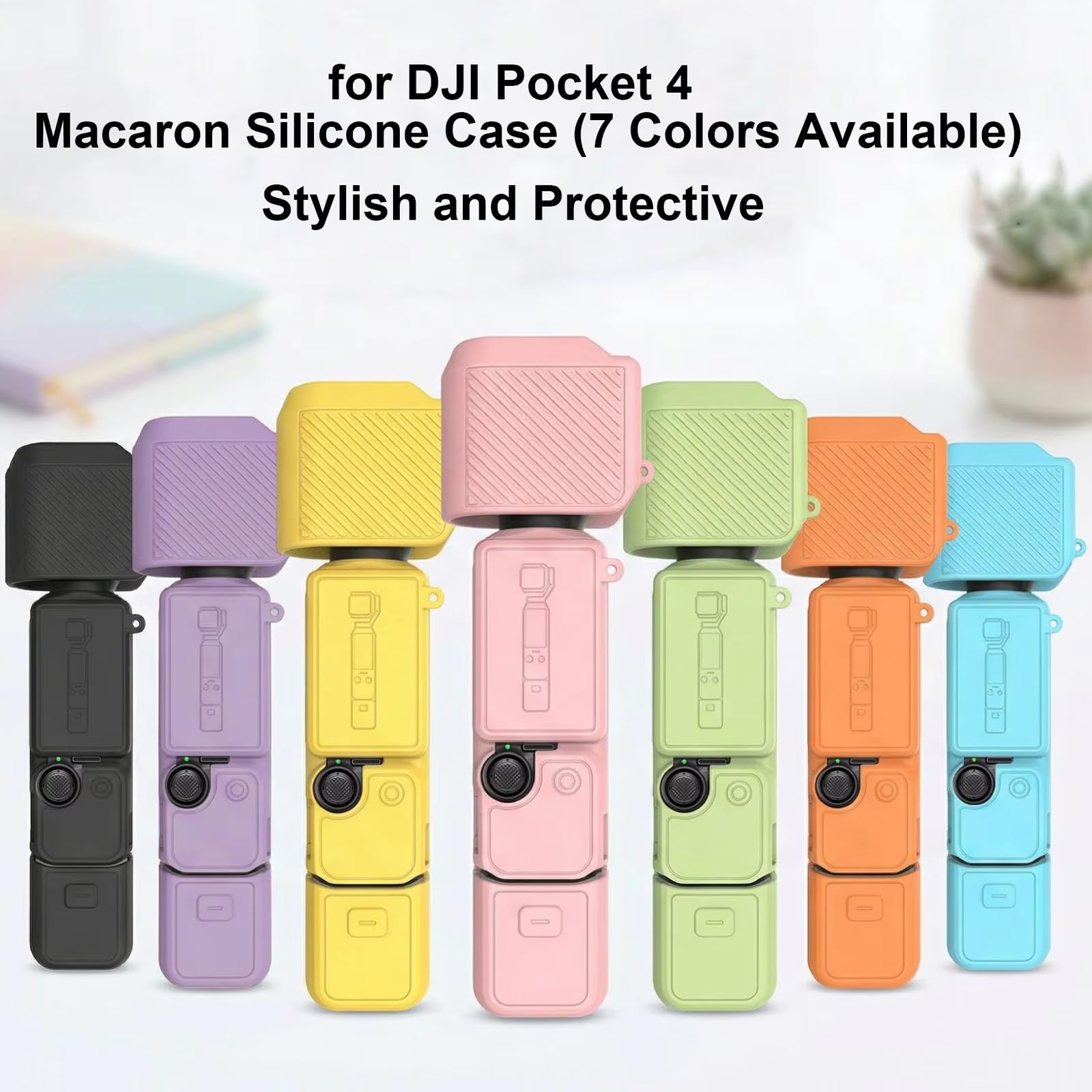 Étui en Silicone pour DJI Osmo Pocket 4, Étui de Protection avec Socle en Silicone et dragonne (Marron)
