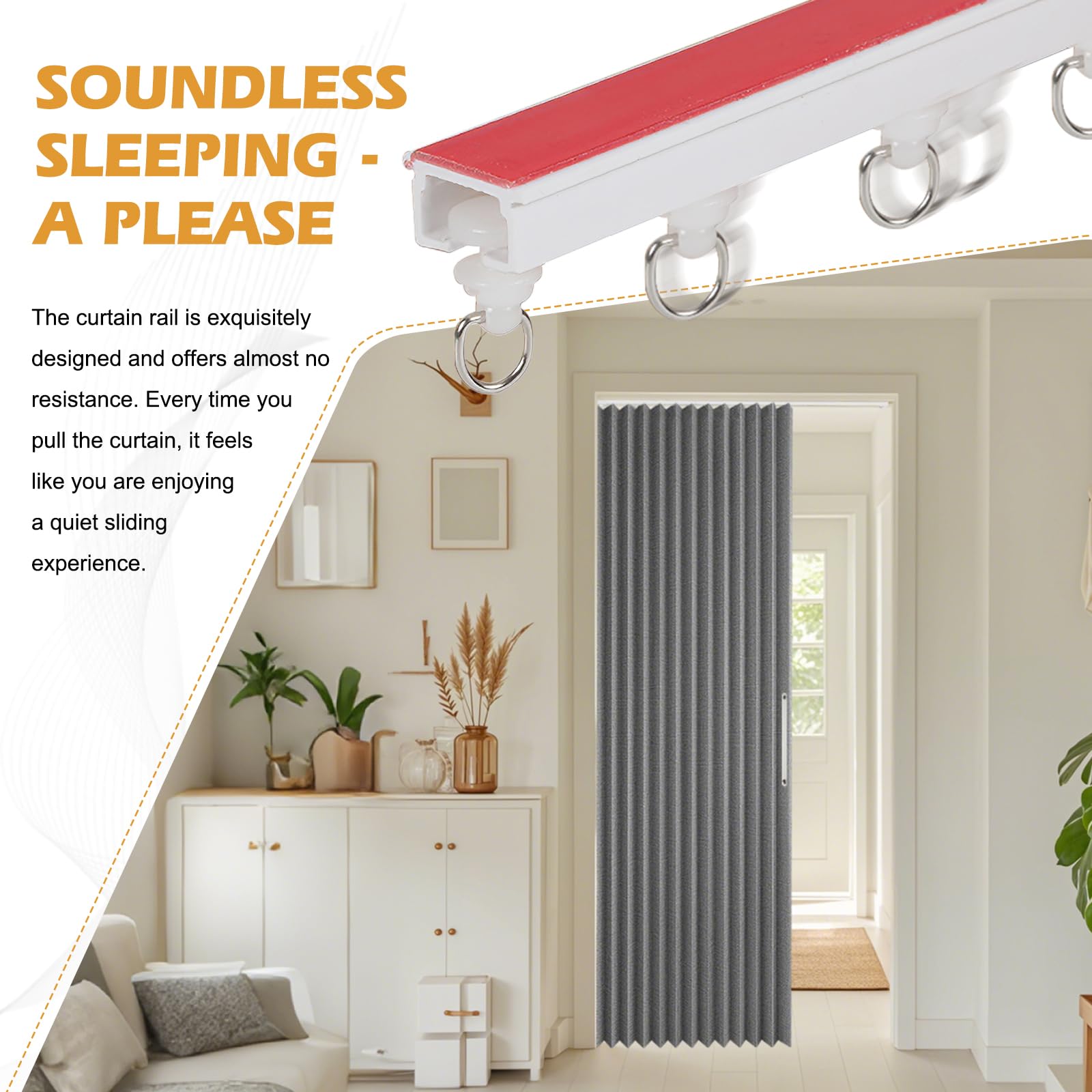 Magnetischer Türvorhang, 120x200cm Faltbarer Raumteiler Vorhang, Verdunkelung Falttüren Innentüren, Falttür Ohne Bohren mit Klebeschiene, Haken, für Schränke/Bad/Schlafzimmer/Wohnzimmer (Grau)