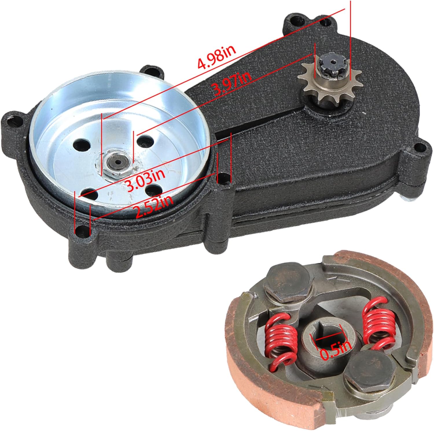 GXYWADY Transmission Gear Reduction Box Clutch Replacement for 2 stroke 47cc 49cc T8F 11T 13T 14T 17T 20T 116mm Black