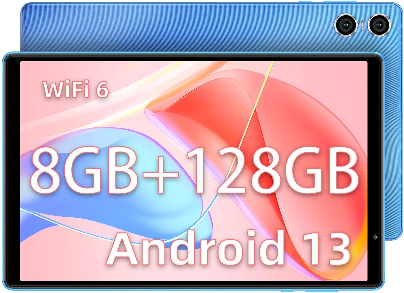 TECLASTP26T Tablet Android 13, 10.1 Inch Tablets, 8GB RAM 128GB ROM(TF 1TB), Quad Core 1.8GHz, 1280×800 HD IPS, 2.4/5.0GHz WiFi 6+Type C+Bluetooth 5.0+Dual Camere+Face ID