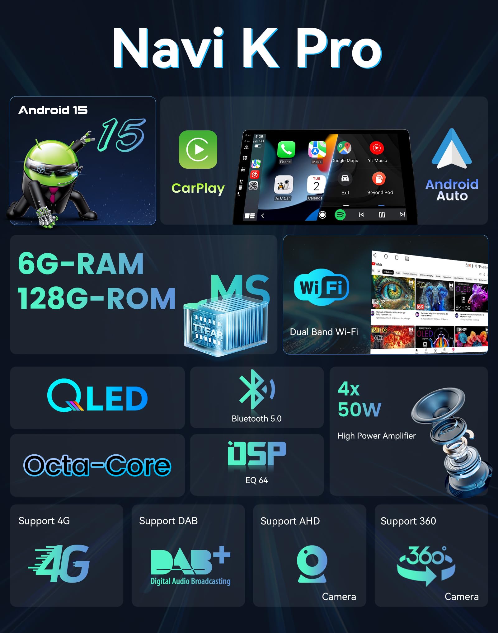 [6G+128G,Octa-Core] - MSD Autoradio für Ford Mondeo MK4 (2007-2010) | Android 15 GPS Navi Radio | CarPlay Android Auto Lenkradsteuerung WiFi DSP DAB | Rückfahrkamera MIC | 2 Din 9.7 Zoll