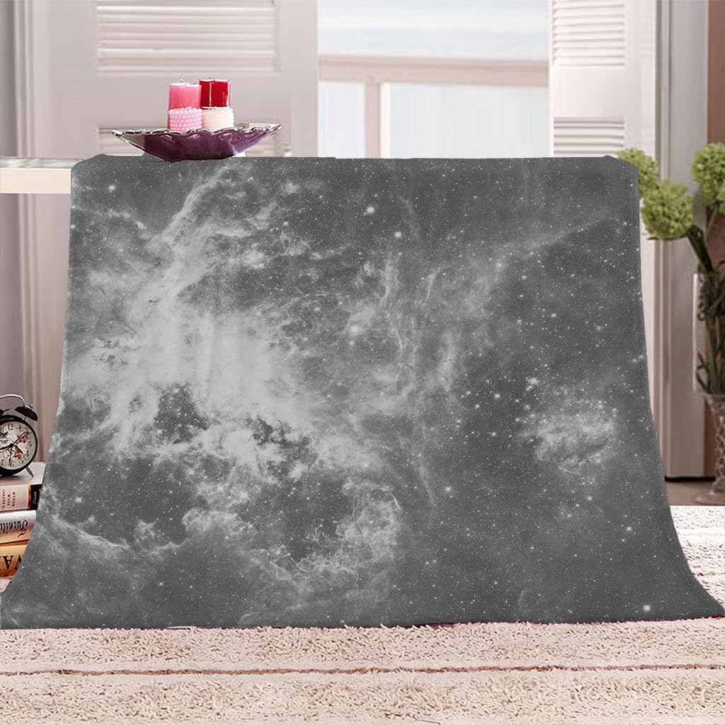 Coperta Di Flanella Letto Matrimoniale Invernale 180X200Cm Coperta Pile In Microfibra Morbida Pelosa Calda Copriletto Per Divano/Bambini Camere Da Letto, Cielo Stellato Dell'Universo Grigio Motivo
