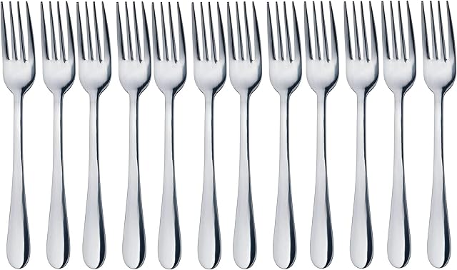 Maestro Craft Dessert Forks Pack of 12, Stainless Steel Cake Tea Forks, Dishwasher Safe Fruit Salad 15 cm Tableware Kitchen Utensil Set
