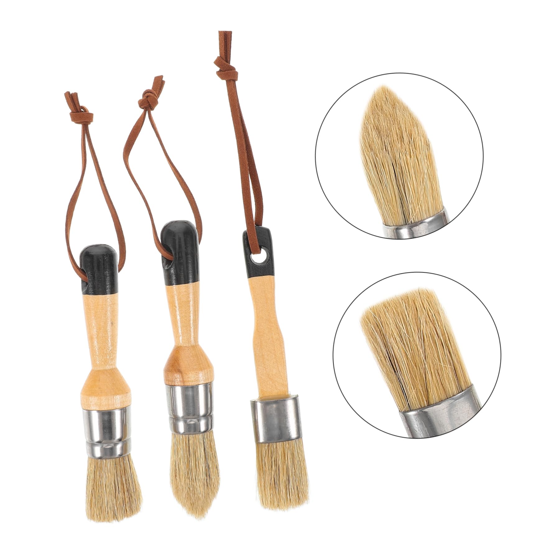 NUOBESTY 5 Series Juego De Pincel De Cera Oscuro Mate Casa Interior Pinceles Muebles Mancha Pintar Equipo Redondo Pincel De Pintores Cepillo De Pintura Conveniente De Madera 3 Piezas X 5