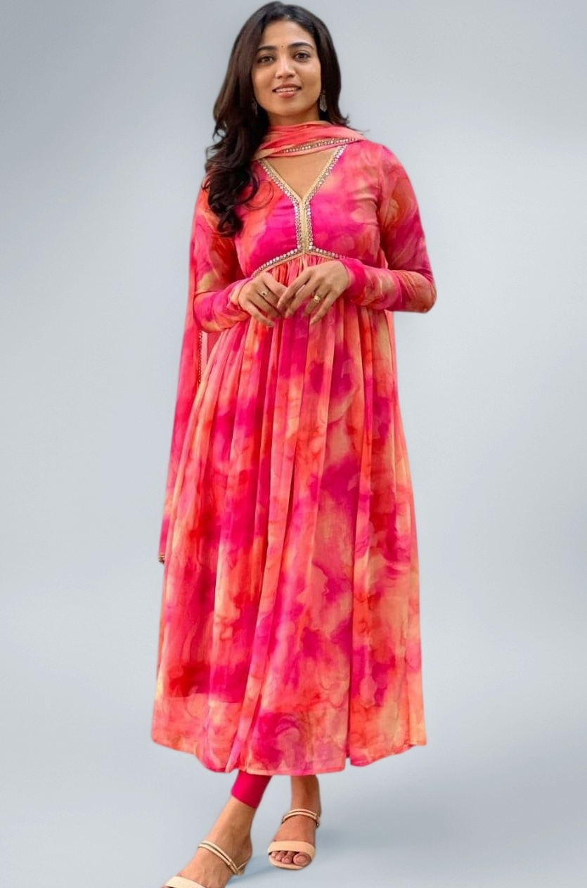 KD Women's Anarkali Floral Printed Kurta Pent Set with Dupatta Anarkali Kurta for Women | Kurta Set | Ethnic Set | Dupatta Set