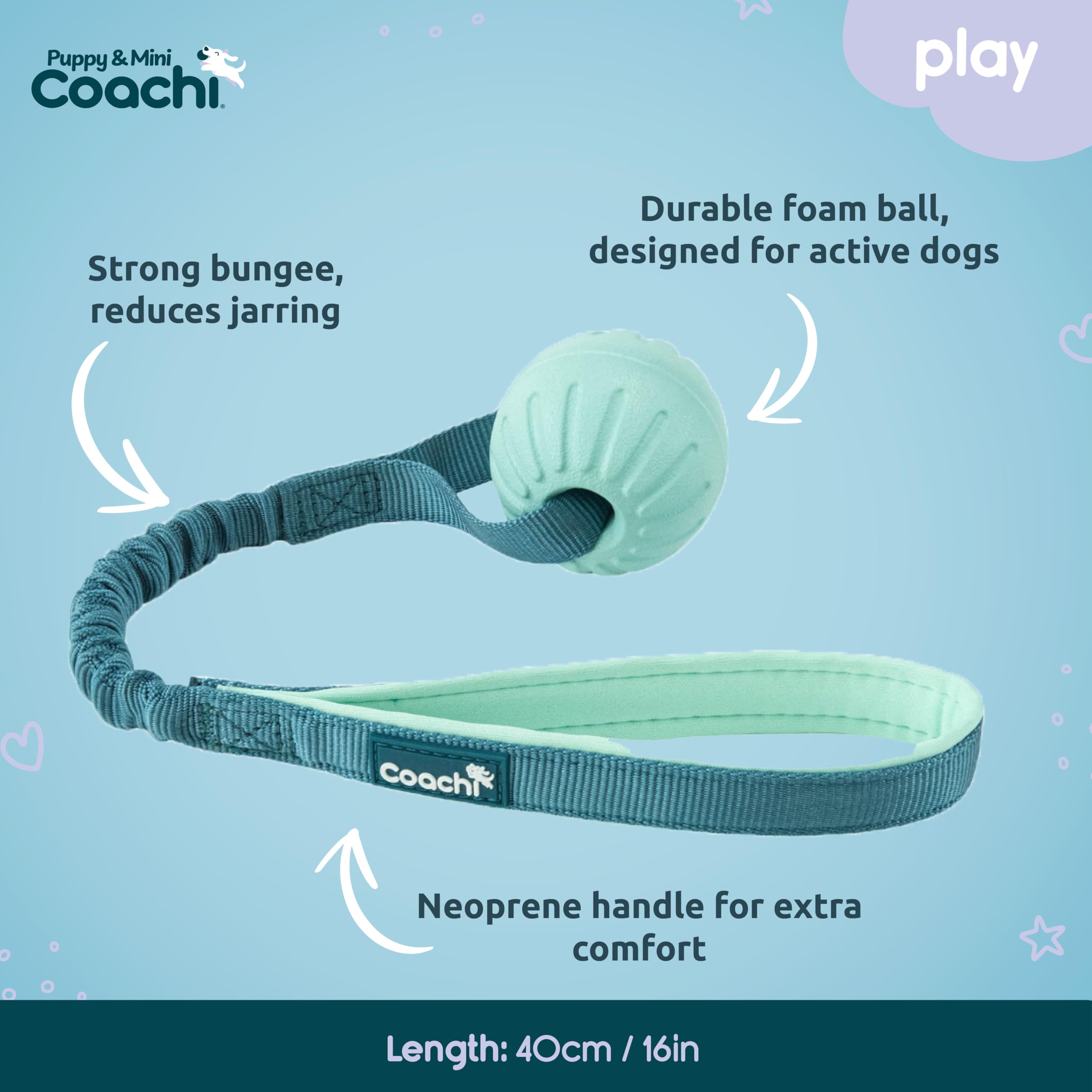 Coachi Puppy & Mini Tuggi Ball, Lightweight, Tough Dog Toy, Stretchy Bungee Handle, Reward Training, Agility, Recall - Image 4