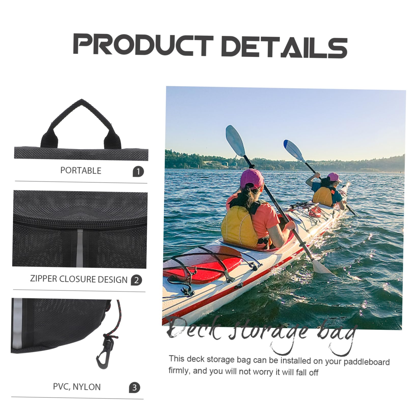 VANZACK Decktasche für Kajak und Paddleboard Große Kapazität Reißverschluss Leicht zu Ziehen und Verstauen für Sportaufbewahrung | Reißverschluss, Leichtes Packen, für Surfboard und Kajak, Wasserabweisende Ausführung