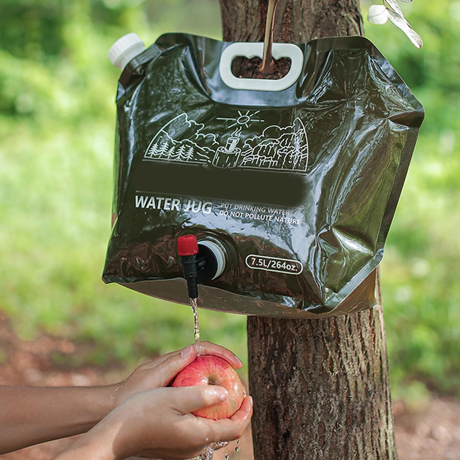 Rulbelok Outdoor Portable Water Bag with Faucet Folding Bucket Drinking Container Leakproof Pouches Storage Carriers Camping Container Plastic Tanks