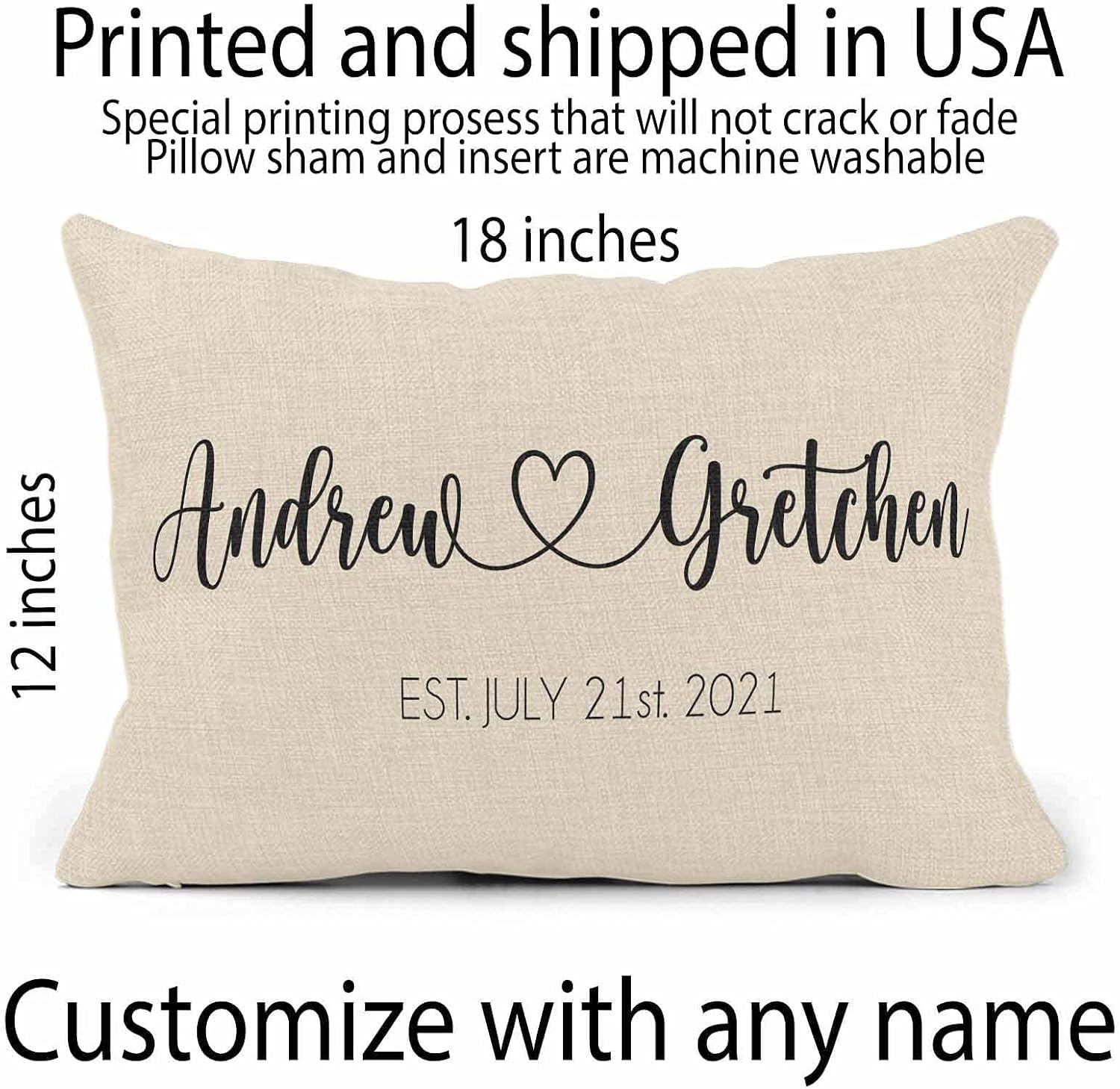 Girls Love A Monogram Wedding Gifts for Couples Unique for Couple, Personalized Pillows with Names - Housewarming Gift (Design 5)