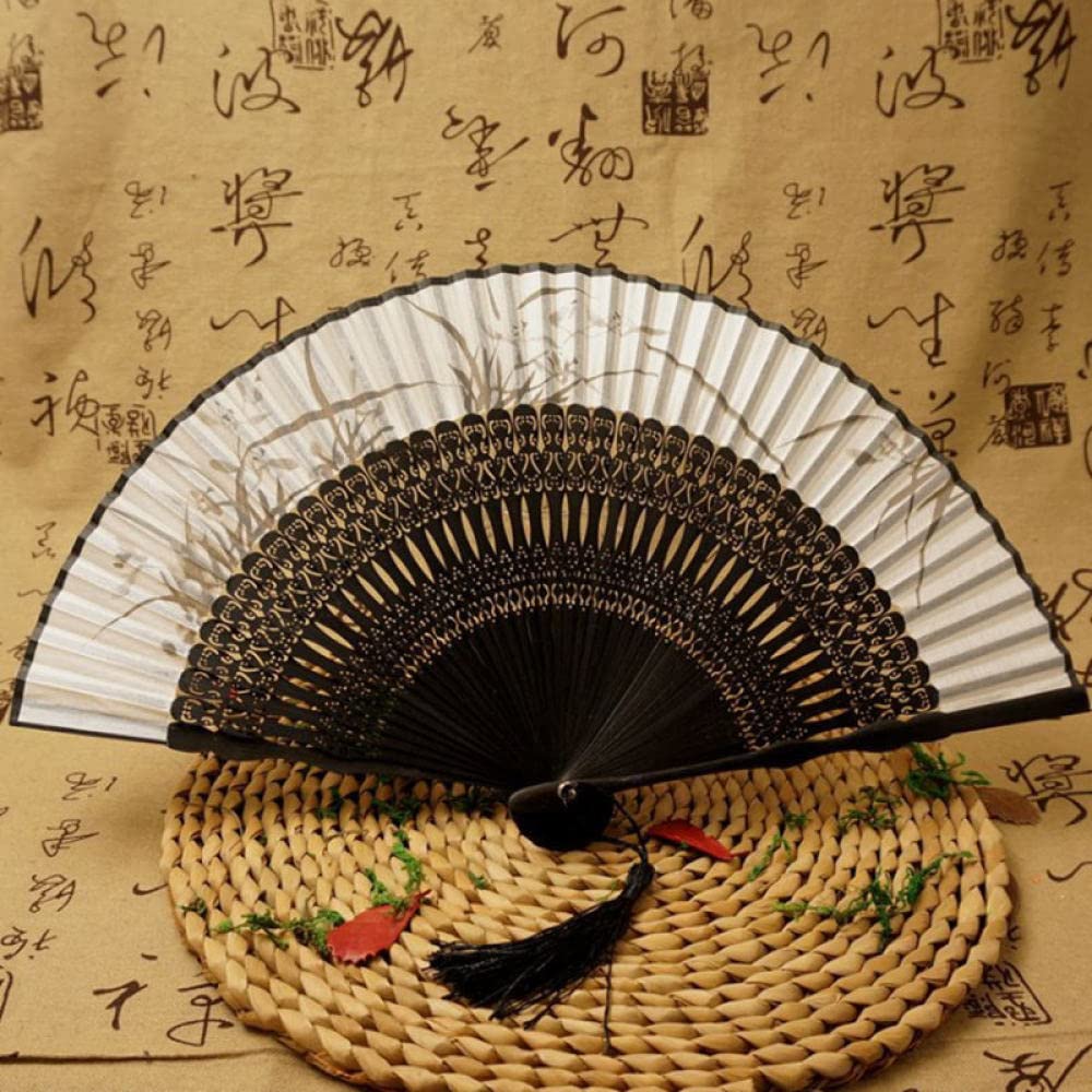 Faltbare Handfächer Aus Bambus & Seide – 4 Stück, Vintage-Design, Für Hochzeit, Festival & Dekoration