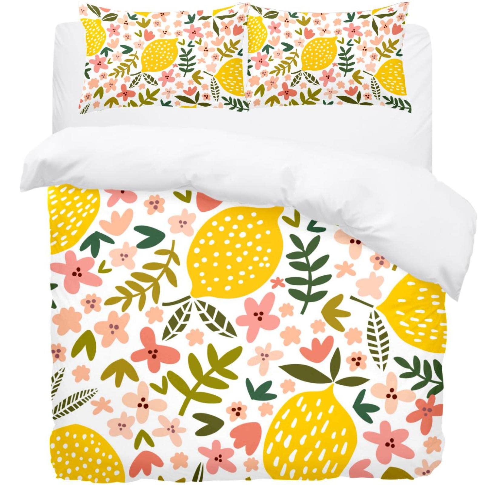 Parure de lit ultra douce au motif floral et citronnier, linge de lit d'exception