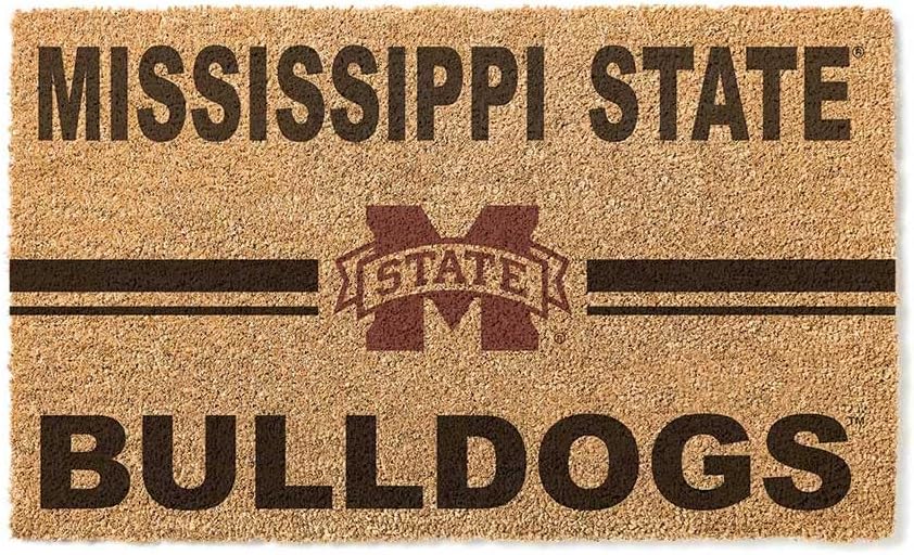 KH Sports Fan Logo Coir, 18x30 Inches, Outdoor Rug Display Your Team Spirit with This Unique Mississippi State Bulldogs Doormat, One Size, Multi