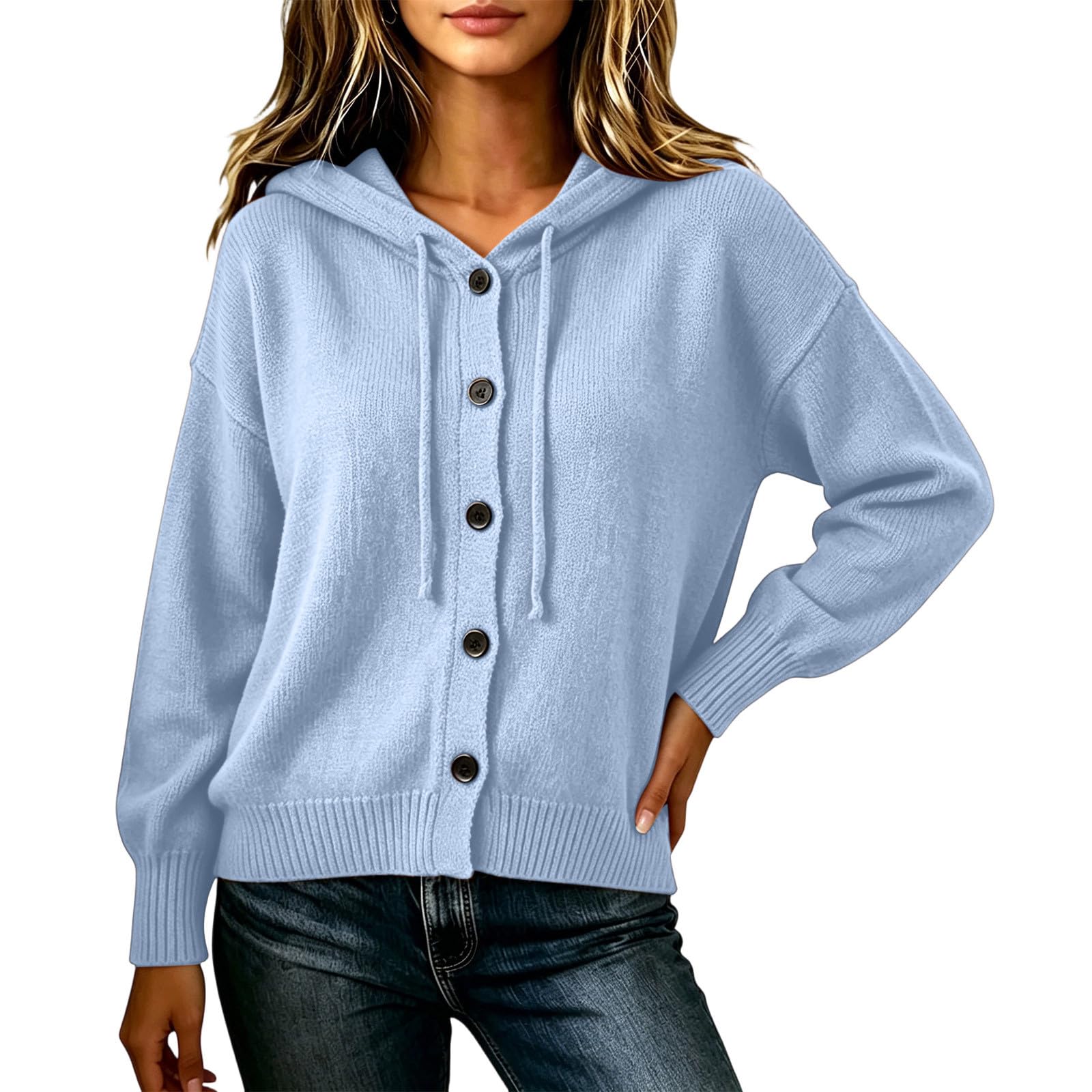 Gilet Femme Tricoté, Fermeture Boutonnée, Manches Longues, Format Court
