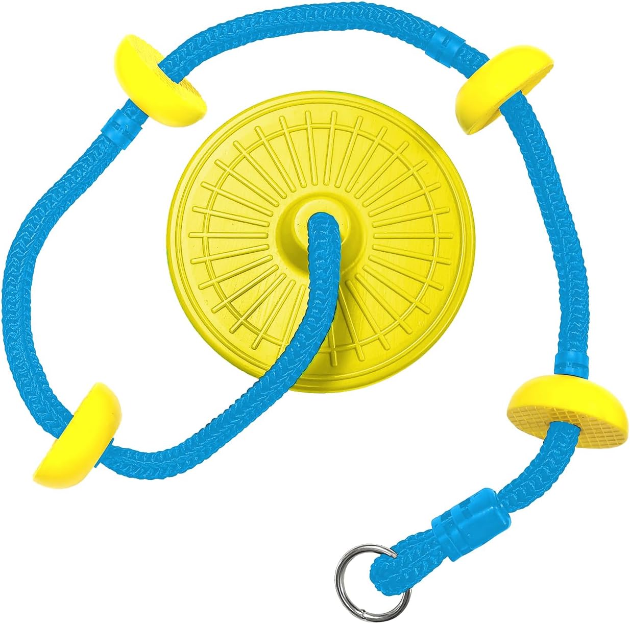 Climbing Rope with Platforms Tree Swing for Kids Disc Swing Seat Set Outdoor Backyard Playground Accessories Including Bonus Hanging Strap & Carabiner