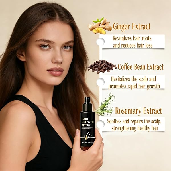 2 Stück Hair Growth Spray mit Holz Massagekamm 50ML Haarwachstum Spray Hair Growth Serum Haarwachstum Beschleunigt Reduziert Haarausfall bei Männern & Frauen - 2