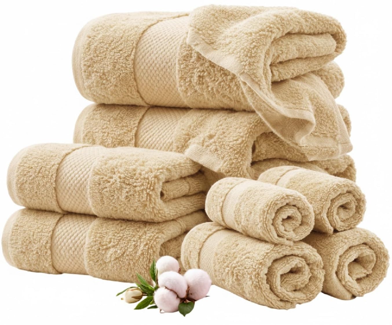 EDB Soft Towels 800-GSM Luxury Face Cloth Hand Towel 100% Egyptian Cotton Hotel & Spa Quality Bath Towels Set Large Jumbo Bath Sheet Quick Dry Towels Bale Set (Cream, 2x Hand Towel)