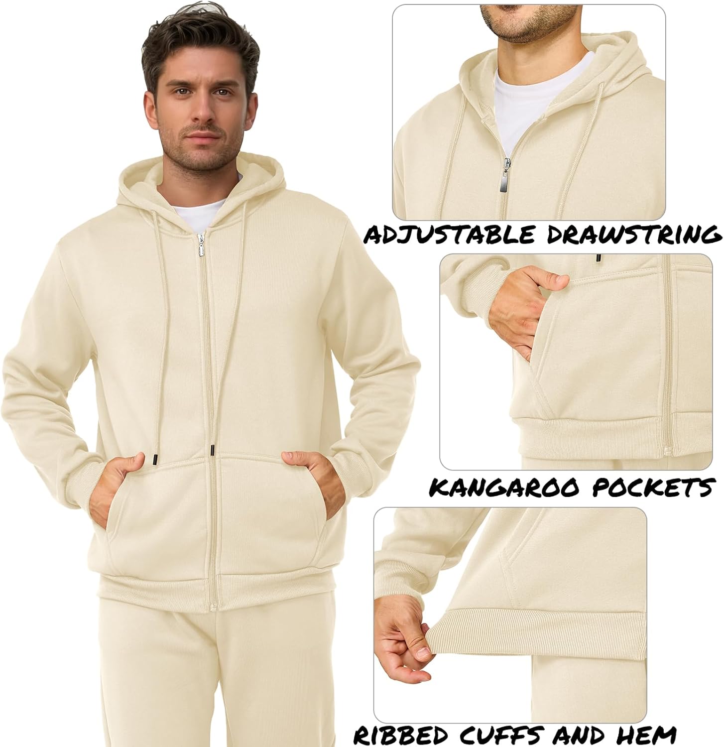 Mens Sweatsuits 2 Piece Casual Full Zip Tracksuits Zip Up Hoodie and Sweatpants Set Athletic Sweat Suits - Image 6