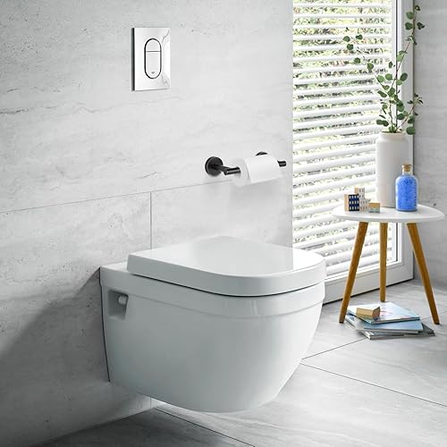 Miniatura 5 de Newfun Soporte de papel higiénico de níquel cepillado, SUS 304 de acero inoxidable ajustable, doble poste pivotante, soporte de pared para baño
