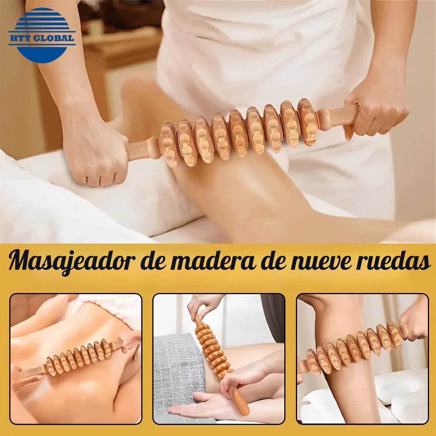 Masajeador de Madera 7 Piezas, Maderoterapia Corporal, Masaje Manual para Drenaje Linfático, Reducción de Celulitis y Relajación Muscular, Kit Completo de Herramientas Terapéuticas
