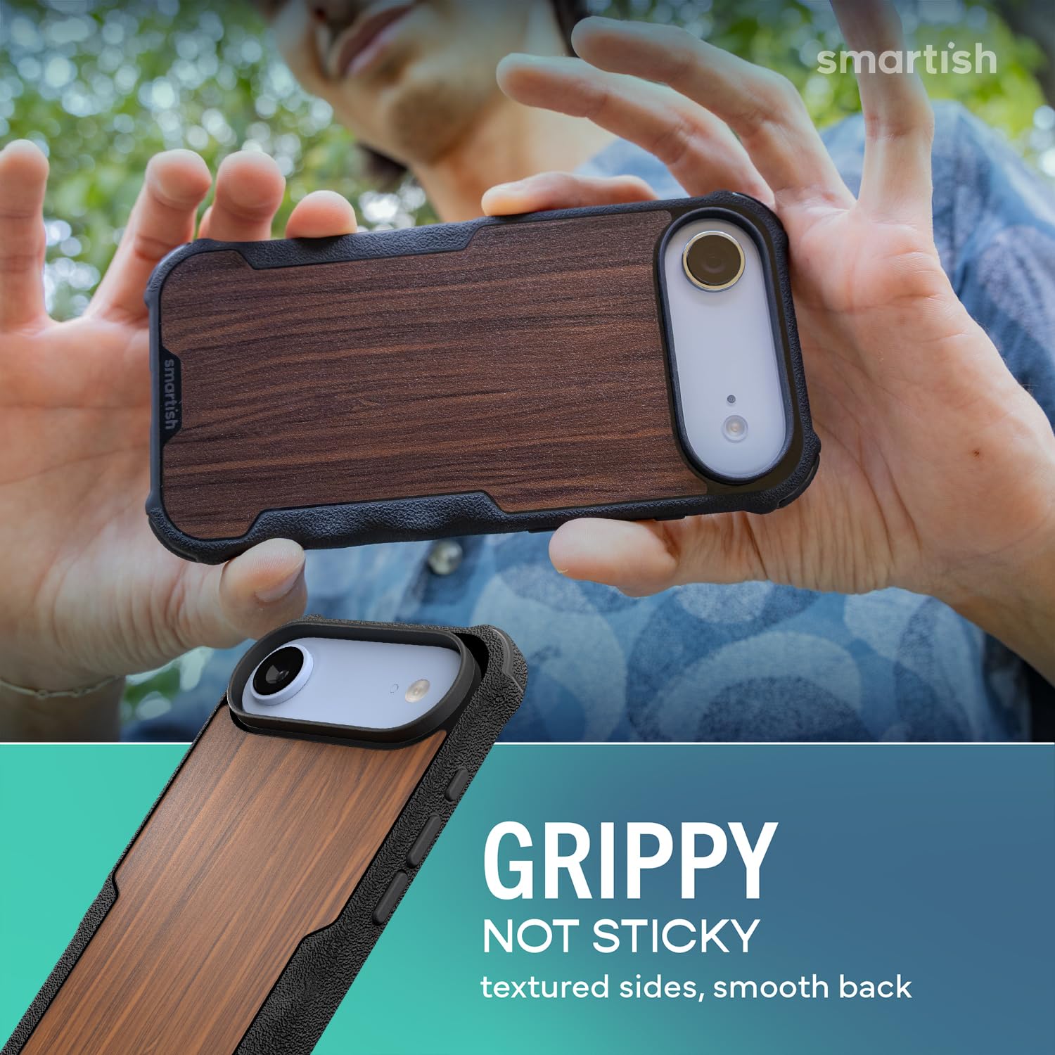 Smartish Gripzilla - Funda magnética protectora para iPhone Air, resistente y resistente, con protección probada contra caídas para Apple iPhone Air, madera de nogal