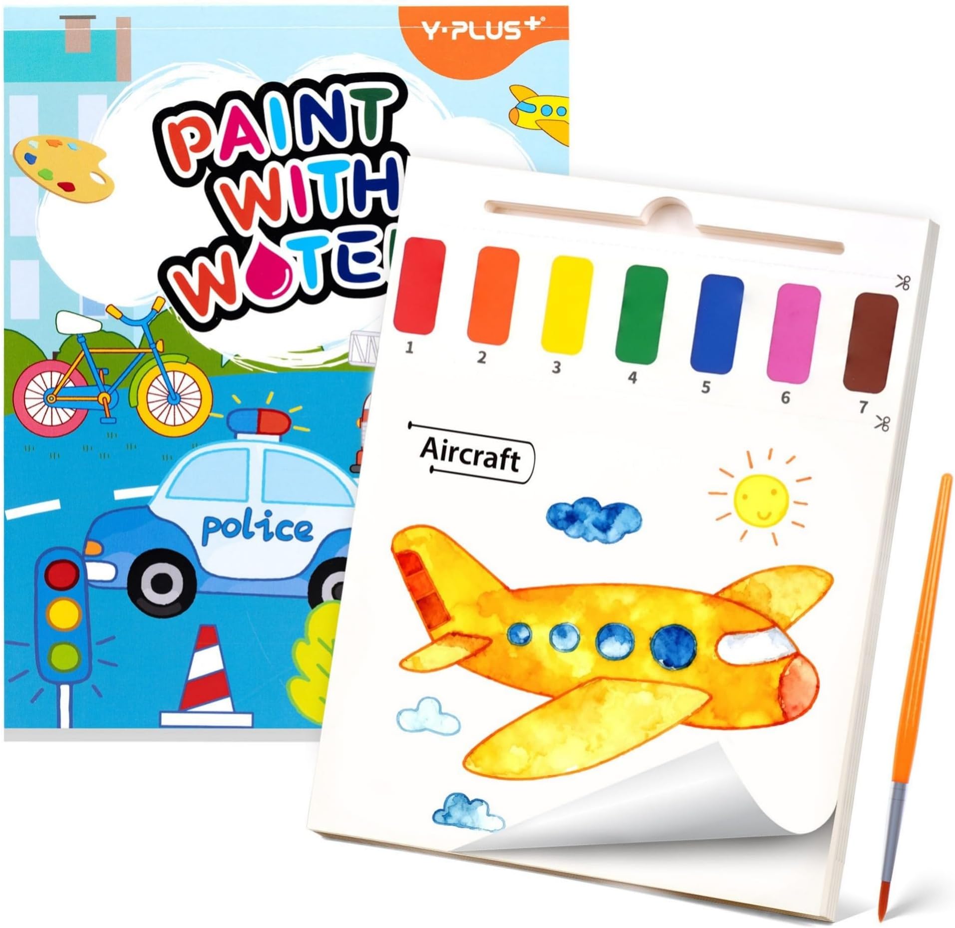 YPLUS Water Colouring Book for Children Painting Watercolour Paint Set Paper for Kids, Magic Book Arts and Crafts Gift for Drawing - Traffic