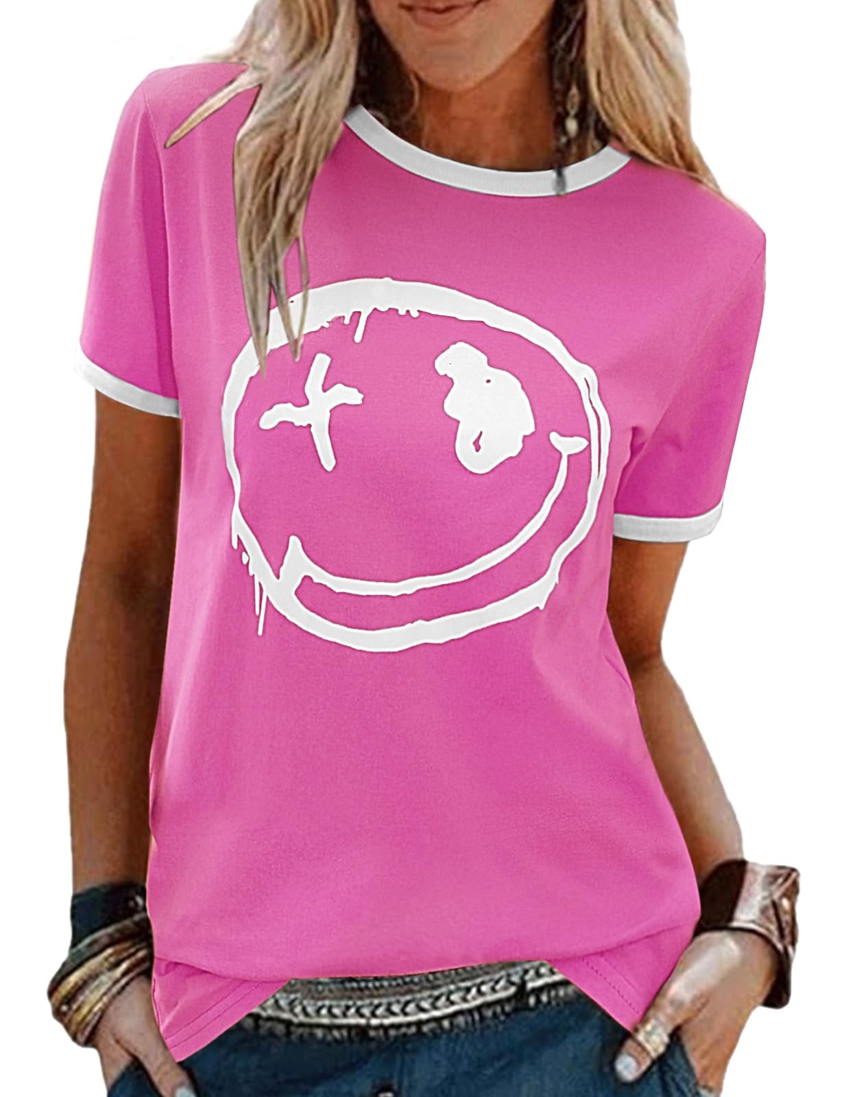 heekpek Damen Tshirt Oversize T Shirt Baumwolle Kurzarm Longshirt Sommer Oberteile Graphic Tee Lang Bluse Tunika Tops für Teenager Mädchen Locker Basic T-Shirt