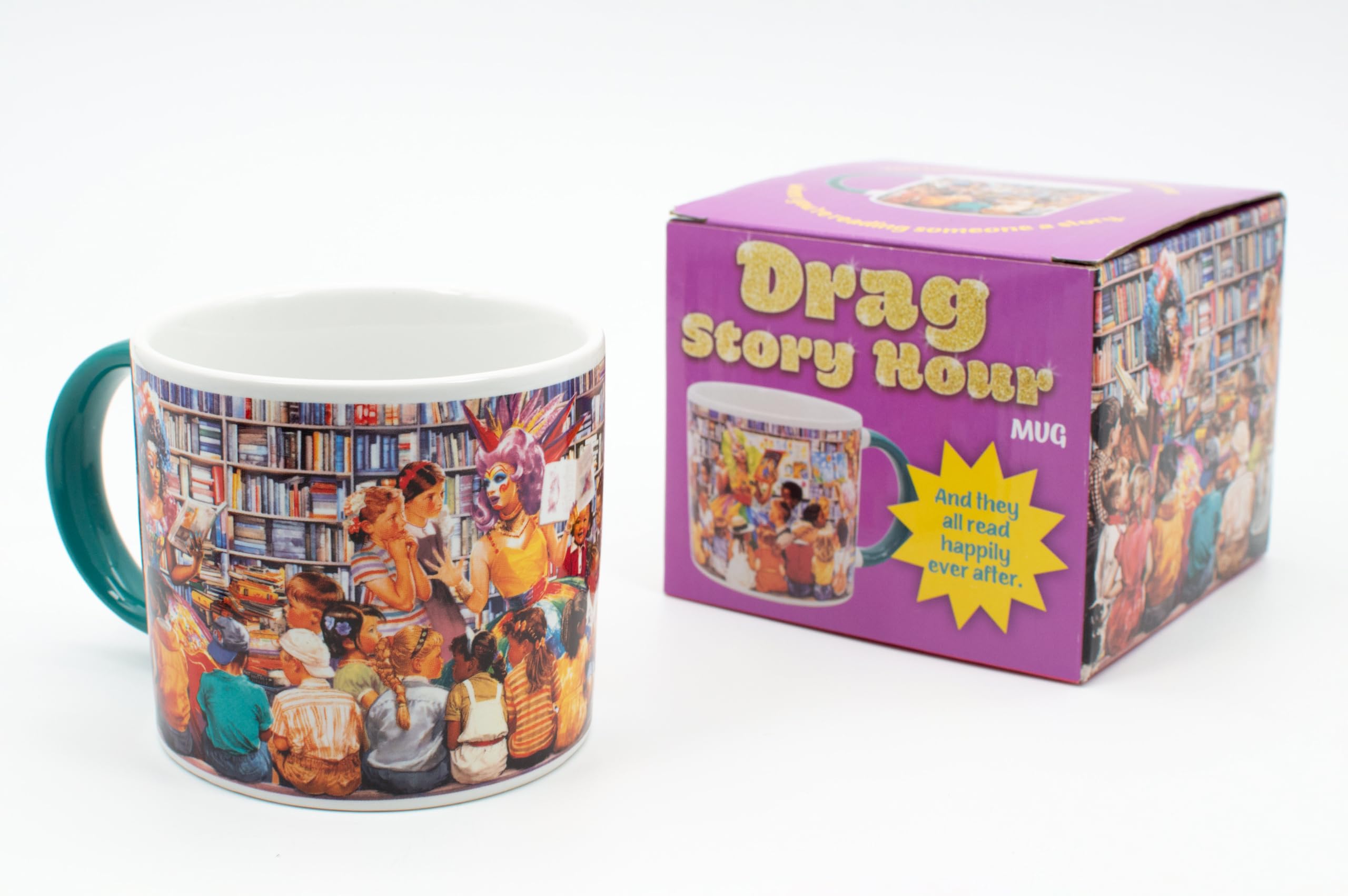 The Unemployed Philosophers Guild Drag Story Hour Mug - Features Four Fabulous Queens Reading From Books, Comes in a Fun Gift Box, 14 oz.