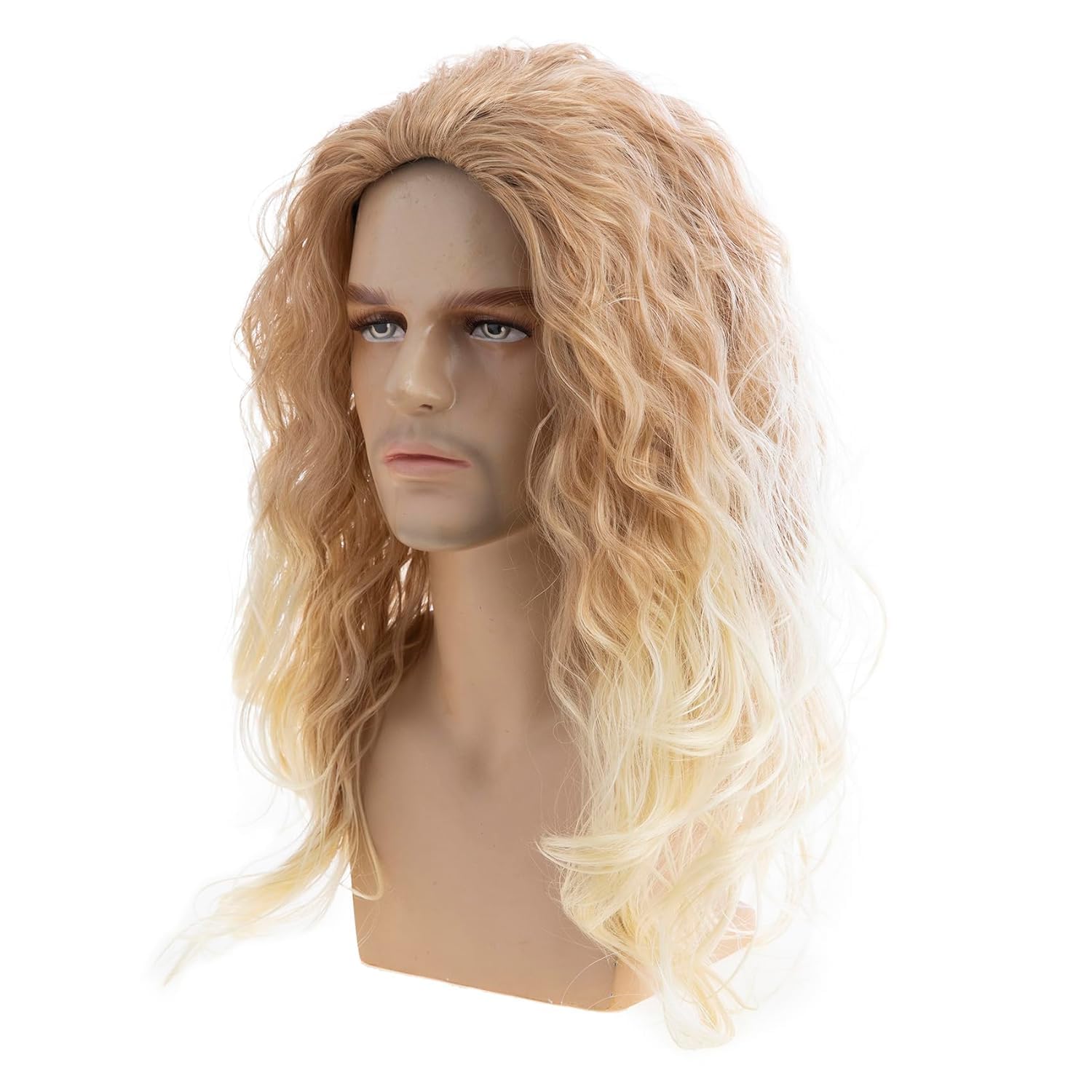Qnbiar Long Curly Wavy Blonde Wigs for Men Synthetic Natural Party Halloween Cosplay Hair Wig - Image 4