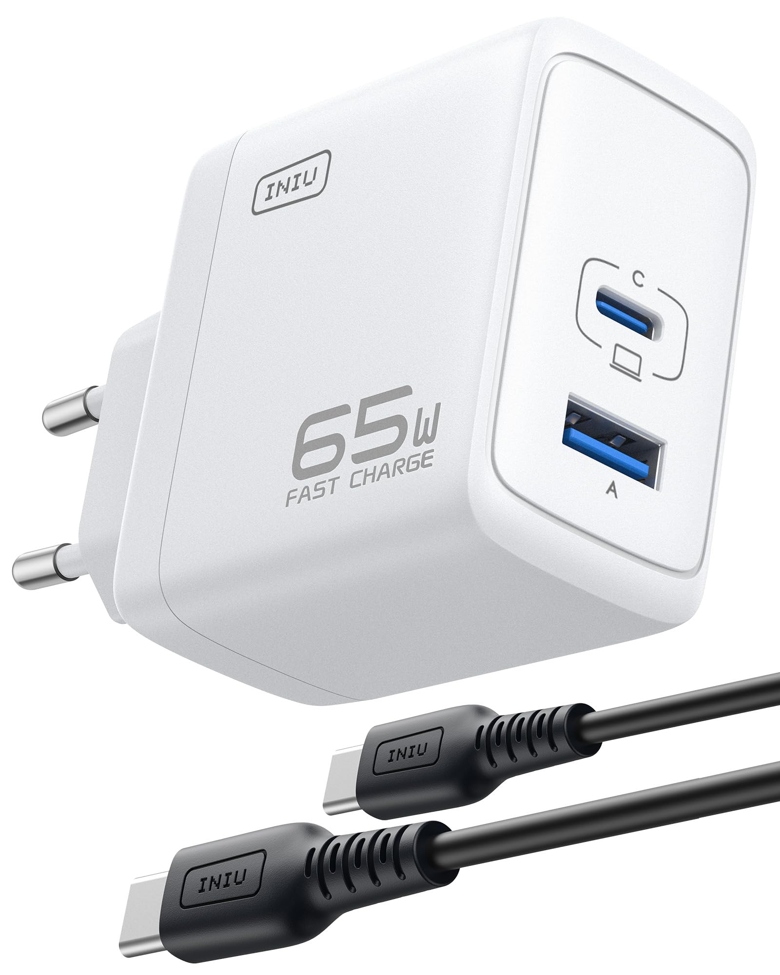 INIU 65W USB C Ladegerät, 3-in-1 Schnellladegerät, GaN PD Netzteil Mehrfach Adapter für iPhone 17 16 15 Pro Max, MacBook Air iPad Pro, Samsung S25 S24 S23 Ultra, Pixel 9 8, Xiaomi