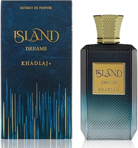 Khadlaj Island Dreams  Fragancia Frutal, Floral, Ambar, Almizclada  Extrait de Parfum de Larga Duración para Unisex, 3.4 Onzas