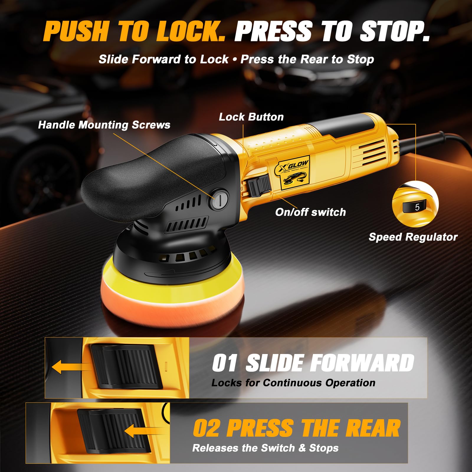 X'GLOW Car Polisher - 5" Random Orbital Buffer -7