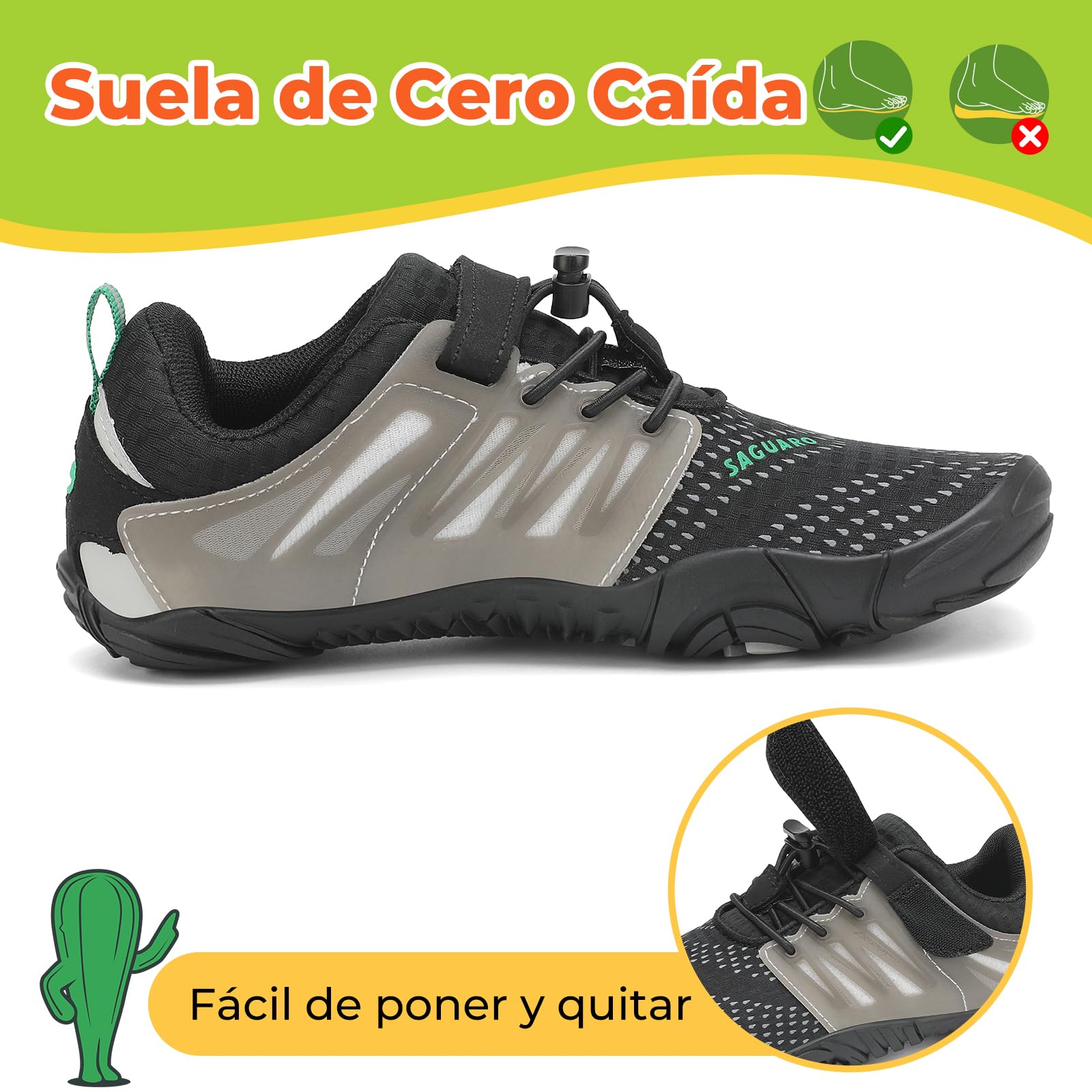 SAGUARO Barefoot Shoes Minimalist Comfortable Trail Running Shoes for Boys Girls, Gr.24-36 — view 4