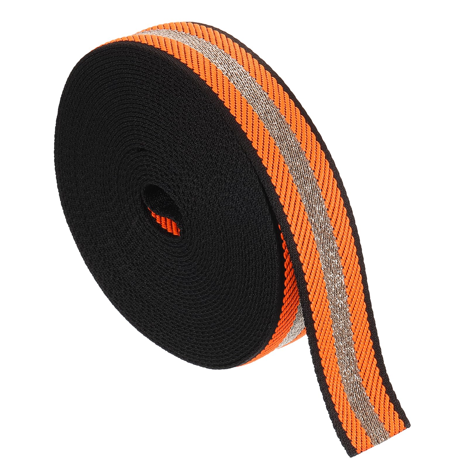 sourcing map 10 Yards Nylon Webbing Strap, 1 3/8-inch(38mm) Striped Webbing Straps Nylon Heavy Duty Webbing Strap Nylon Strap Belt for Backpack Crafts, Orange