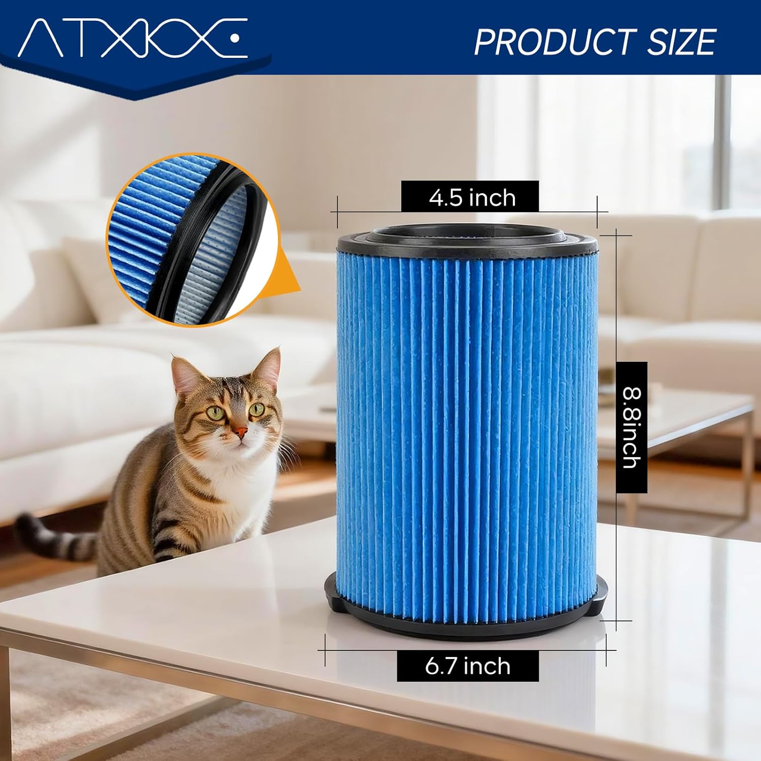 Vf5000 Replacement Filter Compatible With ridgd 5-20 Gallon Wet Dry shop Vacuums WD1450 WD0970 WD1270 WD09700 WD06700 WD1680 WD1851 RV2400A， 2 Pack Vf5000 Filter with 4 Foam Sleeves ，1 Brush